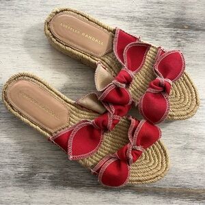 Loeffler Randall Daisy Double Bow Sandals Espadrilles size 6.5